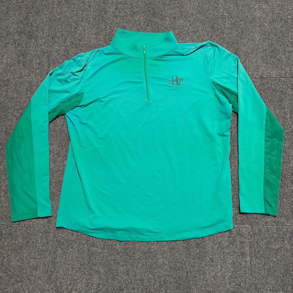 IBKÜL Womens XL Green Quarter Zip Sun Shirt IceFil UPF 50+ Long Sleeve Golf Top